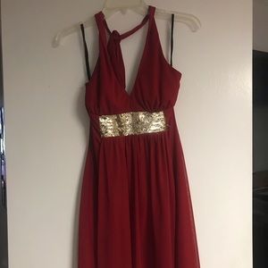 Empire waist tie halter dress
